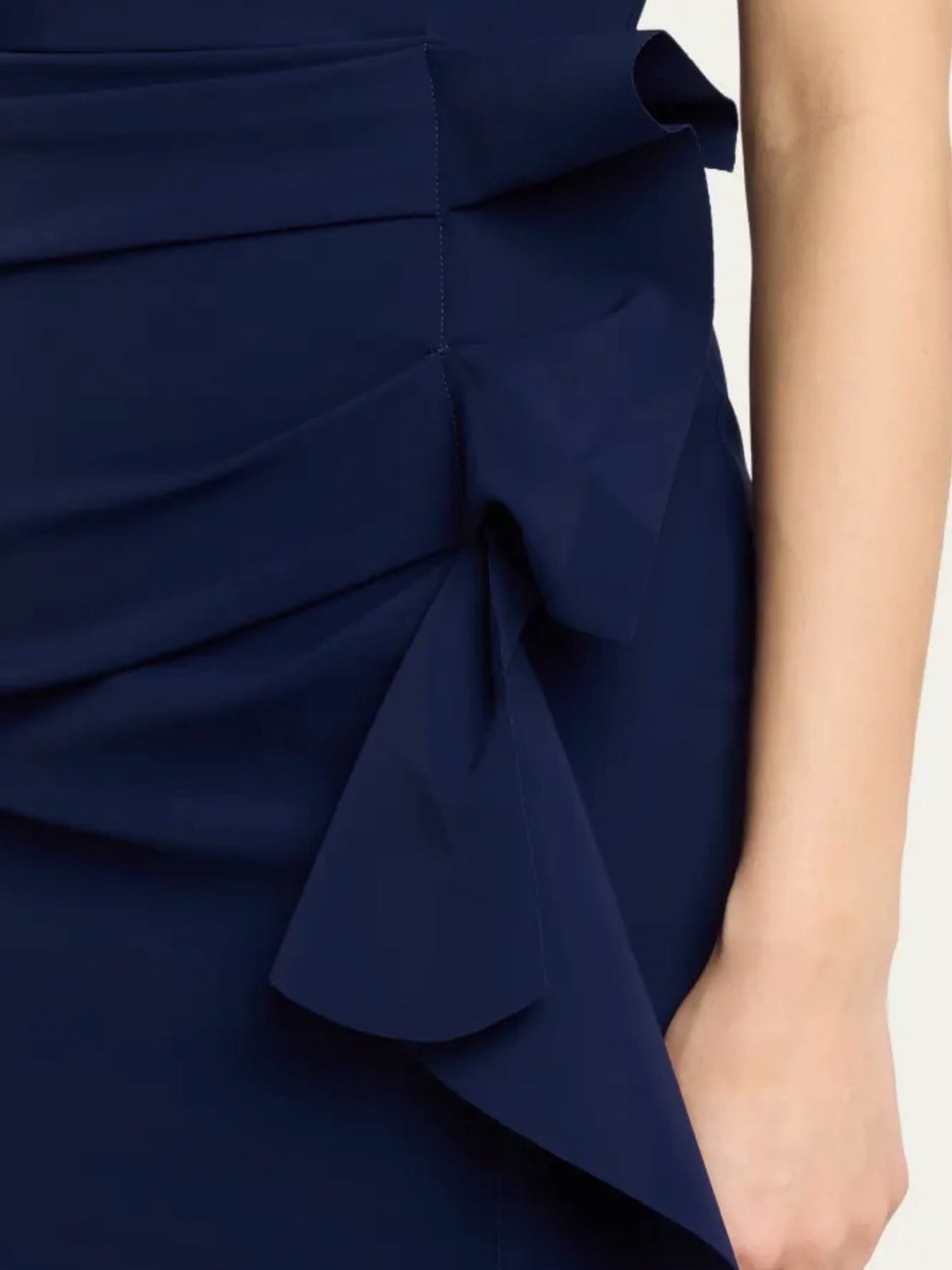CHIARA BONI LA PETITE ROBE
Side Ruched Halter Gown with Asymmetric Ruffle - Picture 6 of 6